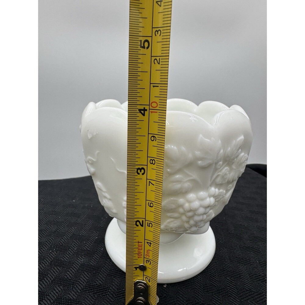 Westmoreland Glass Paneled Grape Milk Glass Flared Cuped Jardiniere / Rose Bowl - Picture 2 of 4